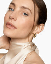 Crossover Trio Multi Row Hoop Earrings in 18K Yellow Gold with Diamonds, 18mm